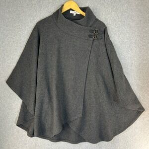 Ripe Maternity Wool Blend Nursing Asymmetric Buckle Cape Poncho Gray Size Medium